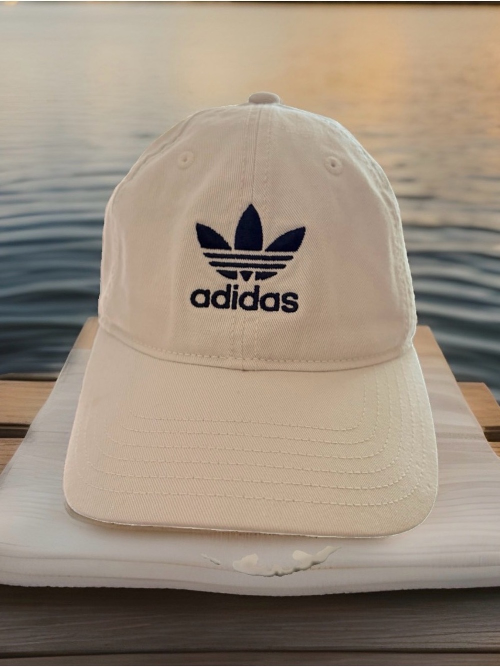 Adidas Originals Off White Baseball Cap w/ Strapback 100% Cotton OSFM Adjustable
